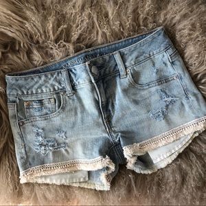 NWT American Eagle denim fringe shorts